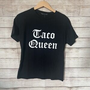 Rock Rose Couture Taco Queen T-Shirt Medium Black Graphic Tee Women's‎ NWT